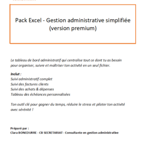 Pack Excel – Gestion Administrative Simplifiée